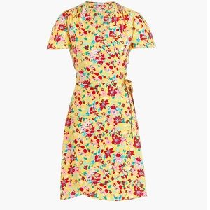 J. Crew Factory Yellow Floral Wrap Dress
